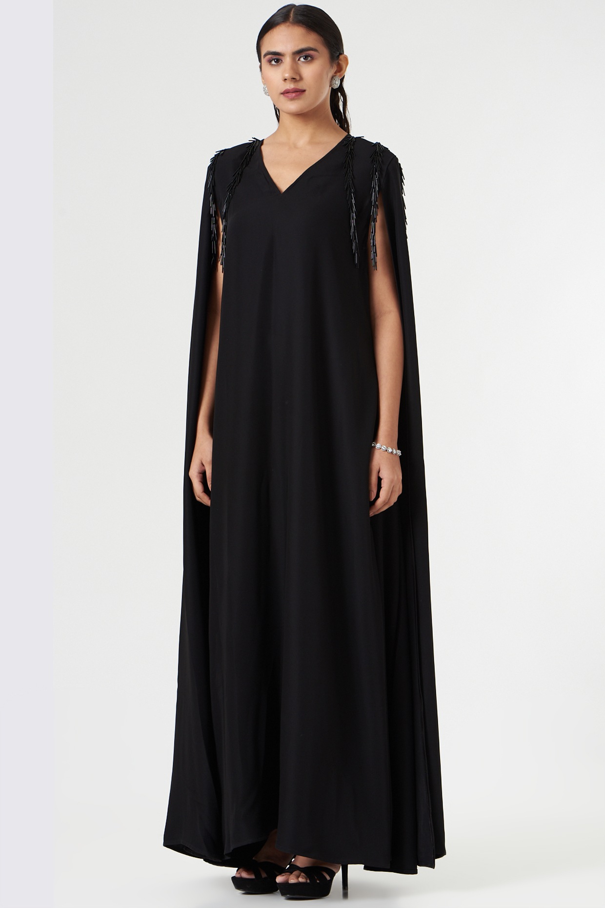 Black cape | Gown party wear, Indian gowns, Gowns dresses